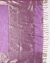 Expressive Banarasi Silk Linen Handloom Purple Saree