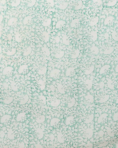 Artistic Kota Doria Blockprinted Beige & Green Saree