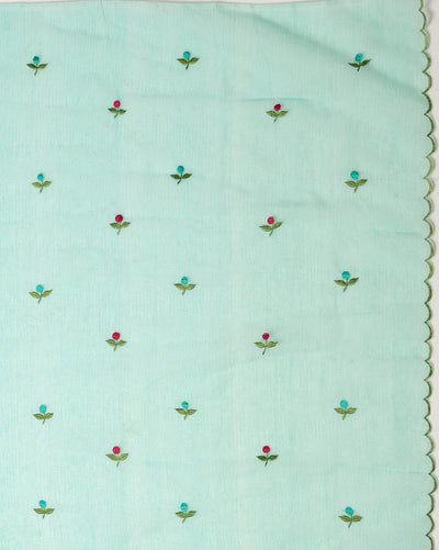 Kota Doria Blue Saree Allover Embroidery Handcrafted