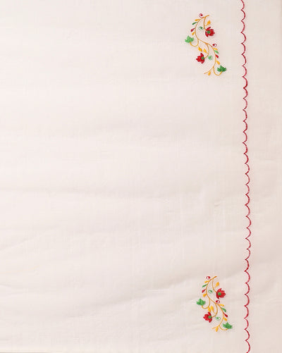 Embroidered Bold Kota Doria White Suit (Top+Bottom+Dupatta)