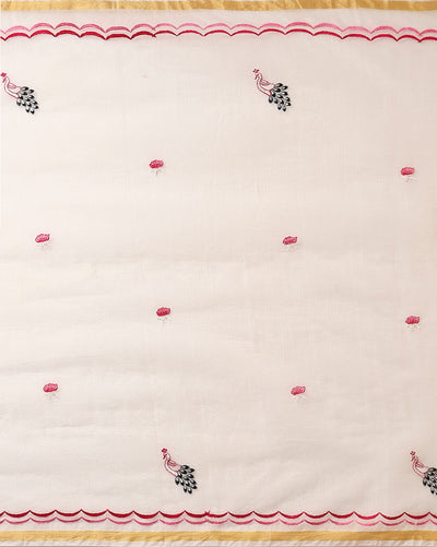 Embroidered Vivid Kota Doria White Suit (Top+Bottom+Dupatta)