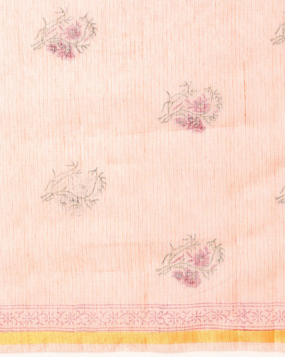 Unique Kota Doria Red Blockprinted Suit (Top+Dupatta+Bottom)