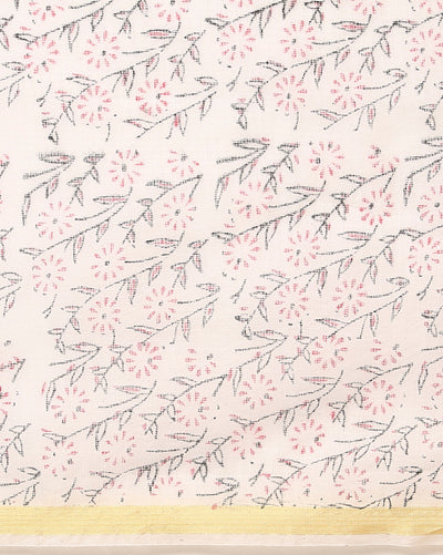 Quaint Kota Doria Red Blockprinted Suit (Top+Dupatta+Bottom)