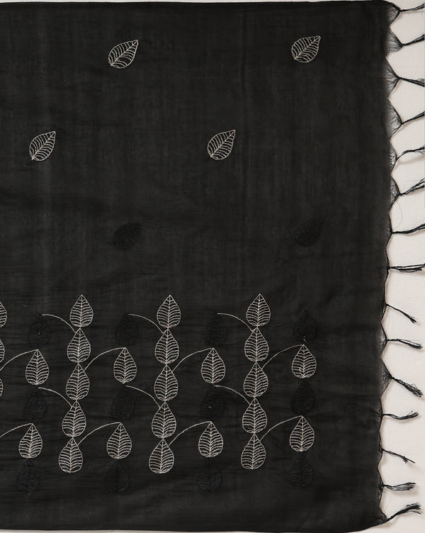 Katan Silk Embroidered White & Black Suit