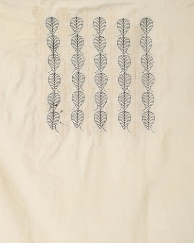 Katan Silk Embroidered White & Black Suit