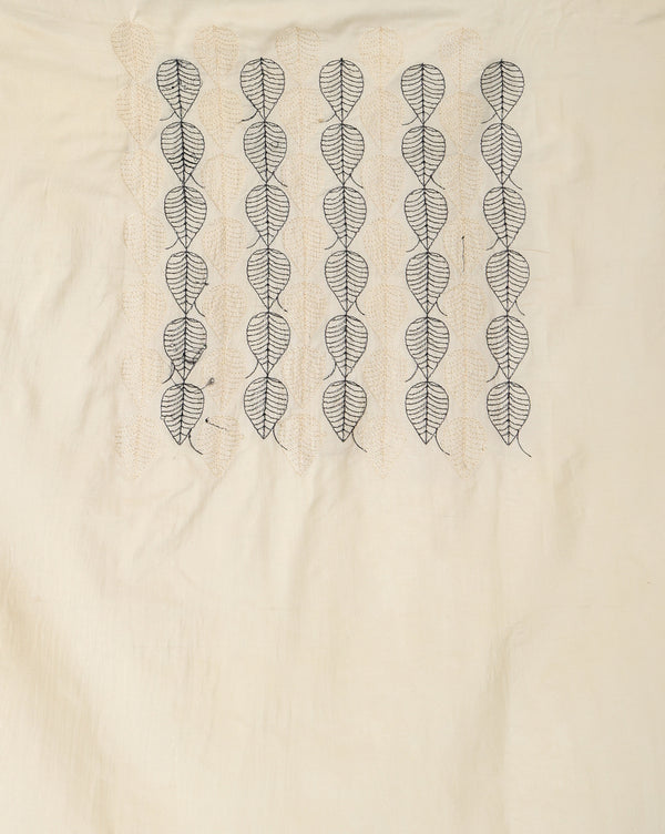 Katan Silk Embroidered White & Black Suit