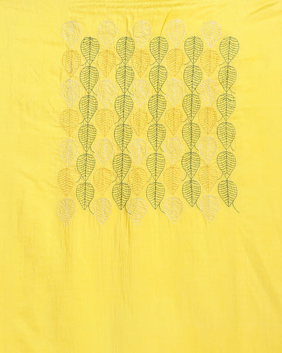 Katan Silk Embroidered Yellow & Green Suit
