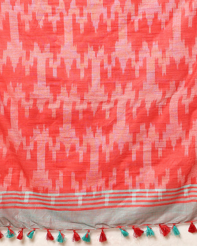 Sunny Ikkat Slub Linen Handloom Blue Saree