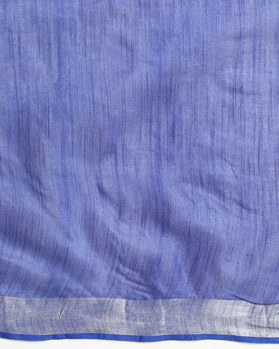 Crisp Ikkat Slub Linen Handloom Blue Saree