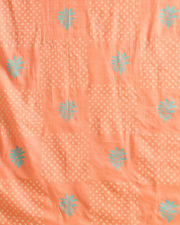 Katan Silk Audicious Blockprint Peach Suit