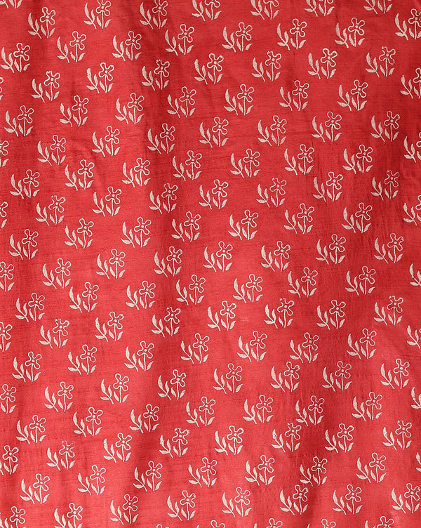 Katan Silk Blushing Blockprint Red Suit