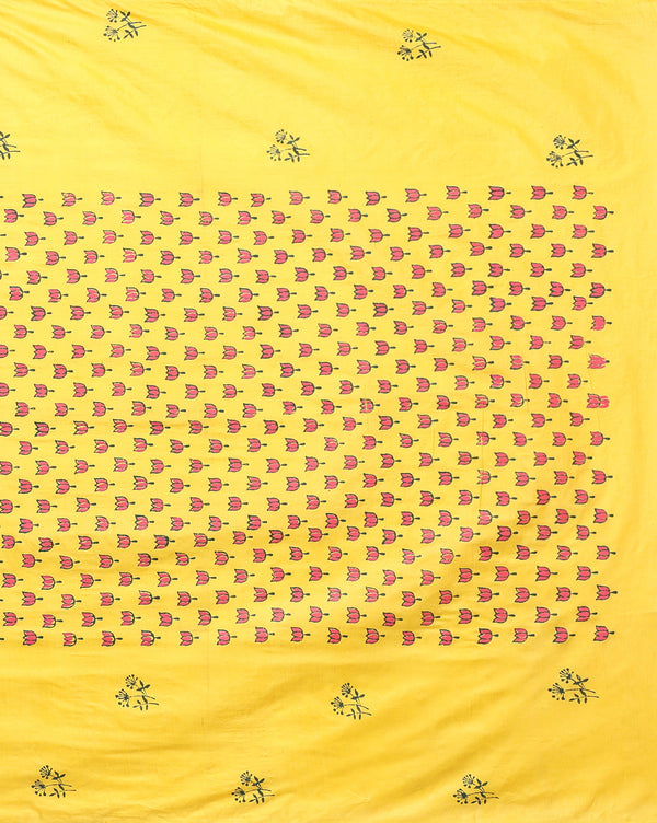 Katan Silk Gracious Blockprint Yellow Suit