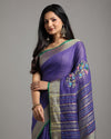 Captivating Pure Linen Floral Embroidered Purple Saree