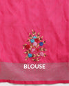 Harmonious Pure Linen Floral Embroidered Red Saree