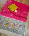 Silkmark Tussar Pink Madhubani Glowing Dupatta & Yellow Top