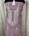 Indiehaat | Gulmohar Slub Linen Mauve Unstiched Embroidered Suit