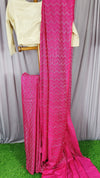 Kota Silk Pink Saree Sequence Pallu & Zig-Zag Design