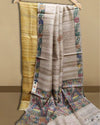 Silkmark Tussar Beige Madhubani Bold Dupatta & Mustard Top
