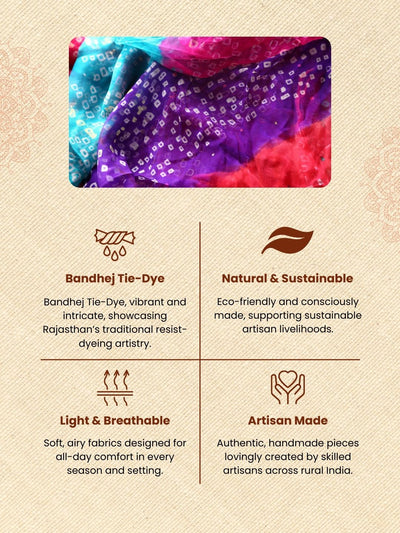 Dye & Drape Kota Cotton Bandhej Maroon Saree