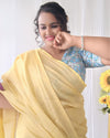 Gorgeous Pure Tissue Linen Handdyed Saree Yellow