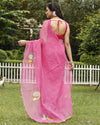 Brilliant Rose Pink Pure Kota Doria Saree Embroidered