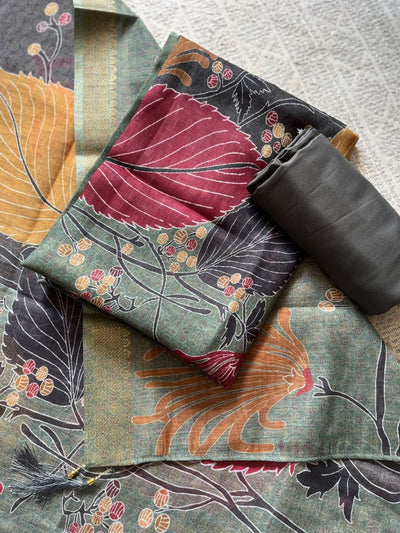 Indiehaat | Brocade Weaving Linen Suit Green