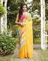 Mustard Cotton Kota Doria Yellow Saree Handcrafted
