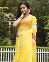 Mustard Cotton Kota Doria Yellow Saree Handcrafted