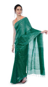 Kota Silk Green Saree Sequence Pallu & Zig-Zag Design