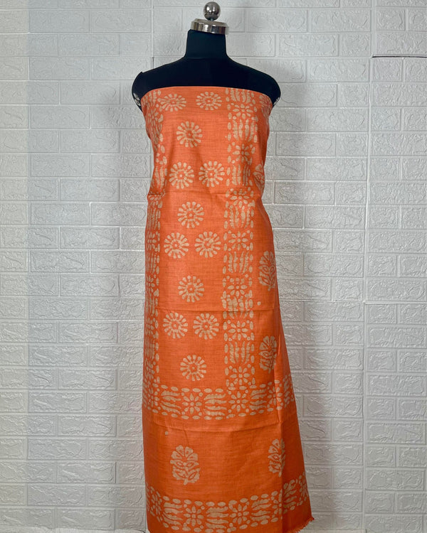 Sunny Khadi Cotton Wax Batik Hand Dyed Orange Suit