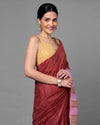 Silkmark Eri Silk Tussar Striped Maroon & Pink Saree