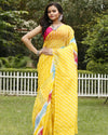 Mustard Cotton Kota Doria Yellow Saree Handcrafted
