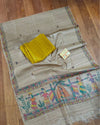 Silkmark Tussar Beige Madhubani Bright Dupatta & Yellow Top