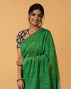 Lively Silk Linen Handdyed Green Contrast Pallu Saree