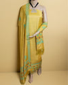 Katan Silk Dynamic Blockprint Yellow Suit
