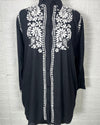 Intricate Chikankari Cotton Black Kurti - IndieHaat