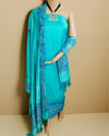Katan Silk Creative Blockprint Blue Suit