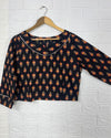 Expressive Pure Cotton Black Crop Top Blouse Blockprinted