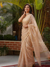 Pure Cotton Kota Doria Saree Beige Jaal Embroidery