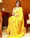 Captivating Silk Linen Embroidered Mustard Saree