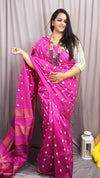 Silkmark Dazzling Eri Tussar Silk Embroidered Pink Saree