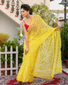 Tepchi Handwork Georgette Work Yellow Saree