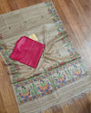 Silkmark Tussar Beige Madhubani Joyful Dupatta & Violet Top