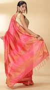 Handloom Jayashree Silk Saree Rose Red Color with Running Blouse-Indiehaat