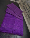 Striped Katan Silk Saree Violet Handcrafted