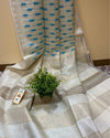 Silkmark Adorable Eri Tussar Silk Embroidered Cream Saree