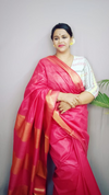 Handloom Jayashree Silk Saree Rose Red Color with Running Blouse-Indiehaat