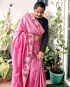 Silkmark Certified Lucid Pure Tussar Cutwork Pink Saree