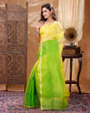 Citron Green & Yellow Pure Silk Kota Doria Handdyed Saree