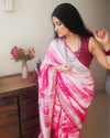 Textured Linen Shibori Pink Hand Dyed Saree